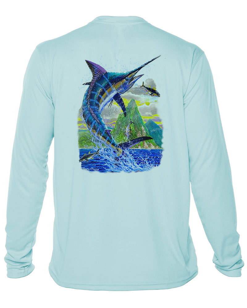 Youth Marlin Jump Performance Shirt – “Ocean Royalty” by Carey Chen