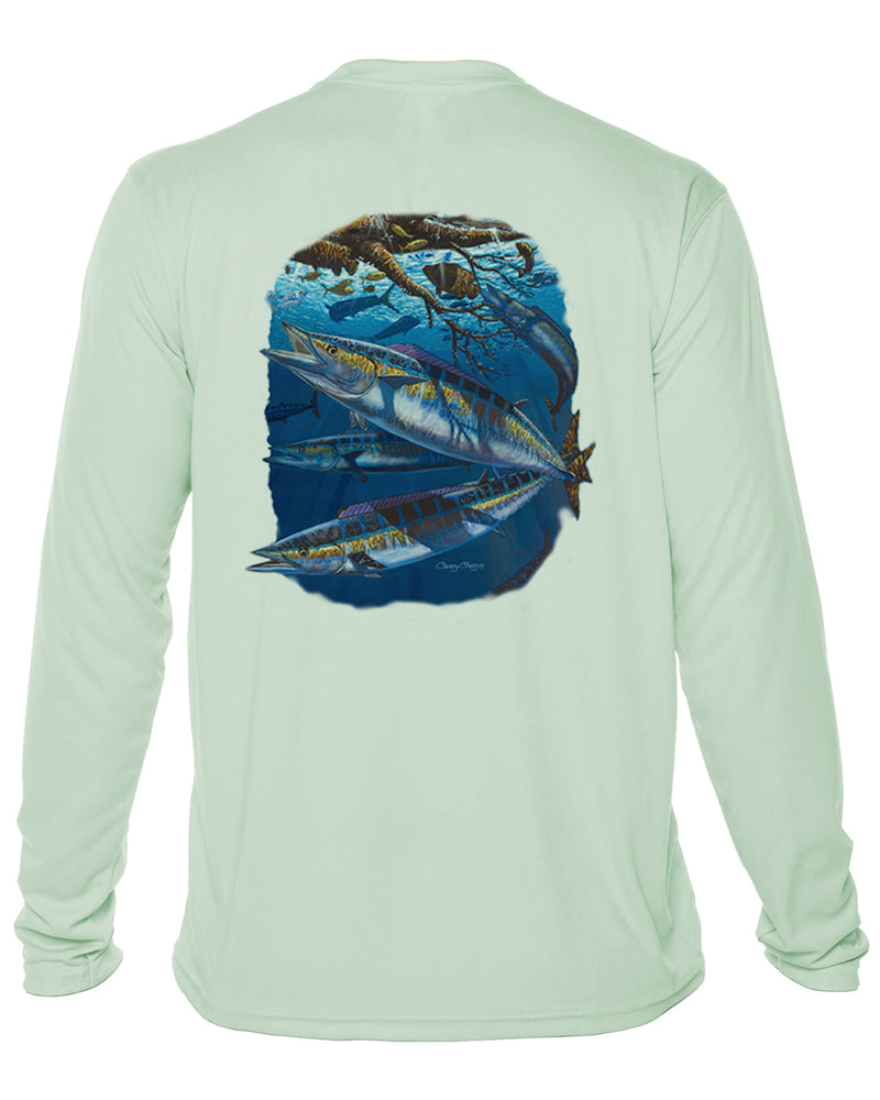 Men’s Long Sleeve Wahoo Performance Shirt – “Wahoo Whip” by Carey Chen