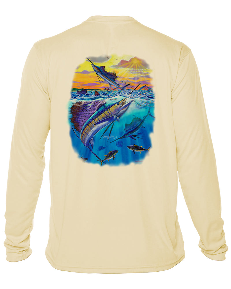 Men’s Long Sleeve Sailfish Performance Shirt – “Offshore Glory” by Carey Chen