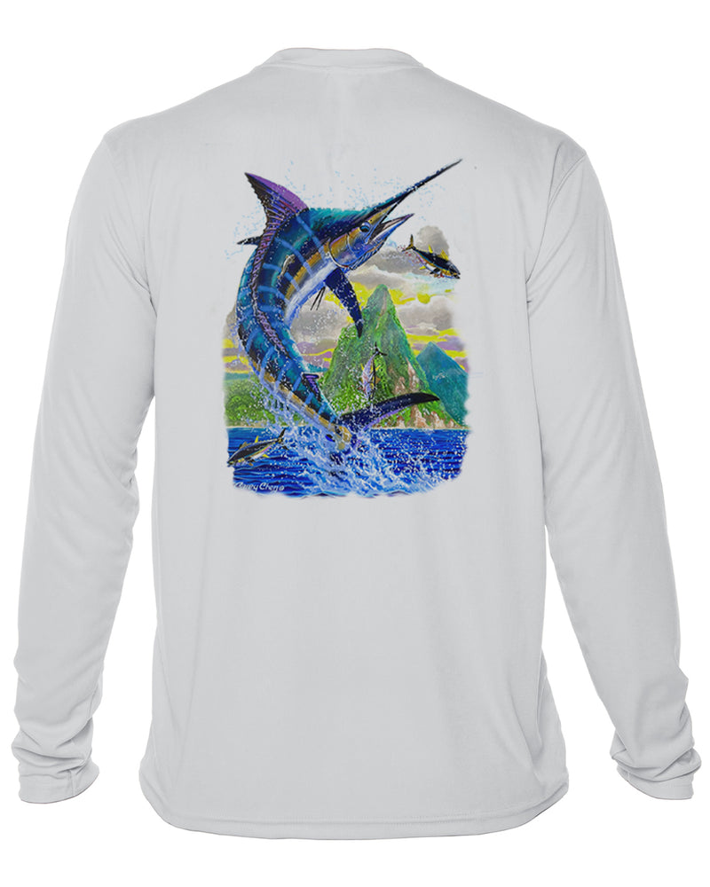 Youth Marlin Jump Performance Shirt – “Ocean Royalty” by Carey Chen
