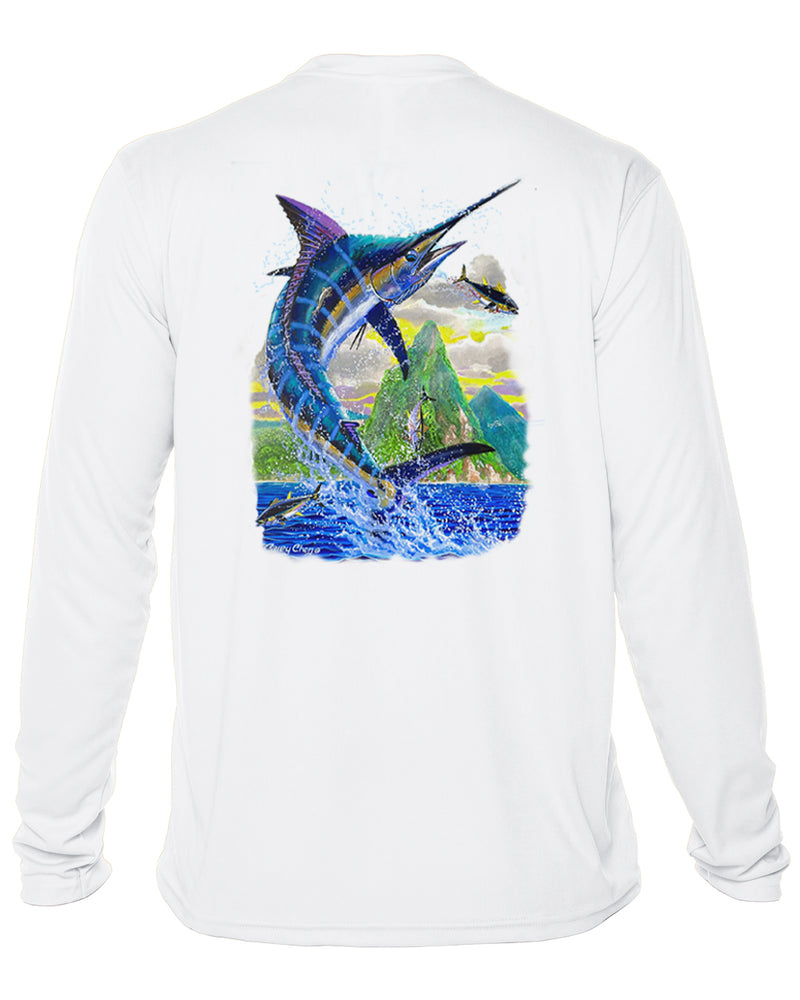 Youth Marlin Jump Performance Shirt – “Ocean Royalty” by Carey Chen