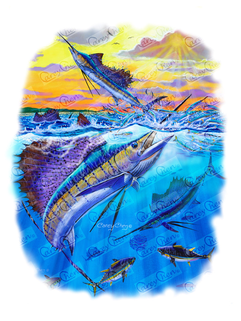 Youth Sailfish Performance Shirt – “Offshore Glory” by Carey Chen