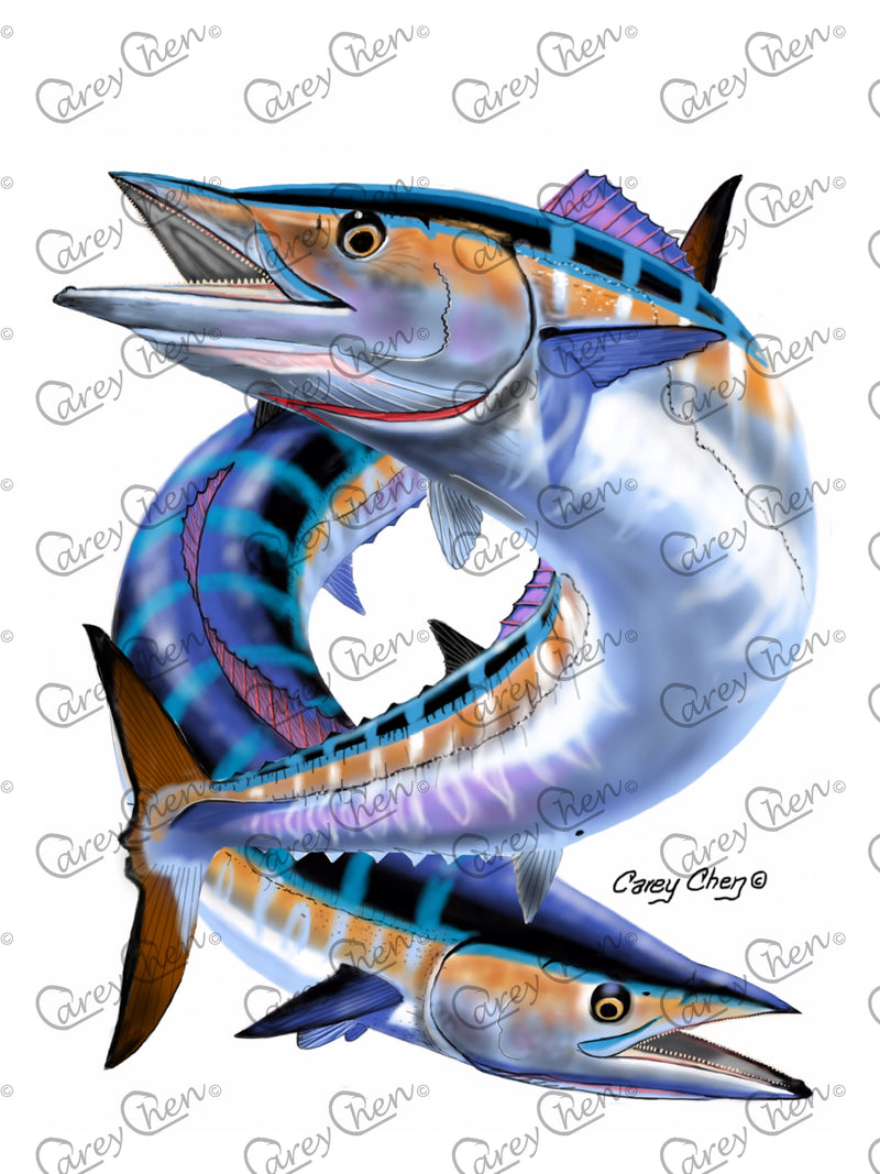 Short Sleeve Unisex T-Shirt – 'Wahoo Pair' Original Art by Carey Chen