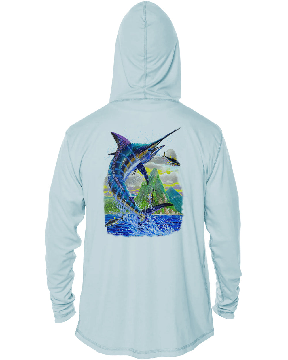 Men's Hooded Marlin Jump Performance Shirt – “Ocean Royalty” by