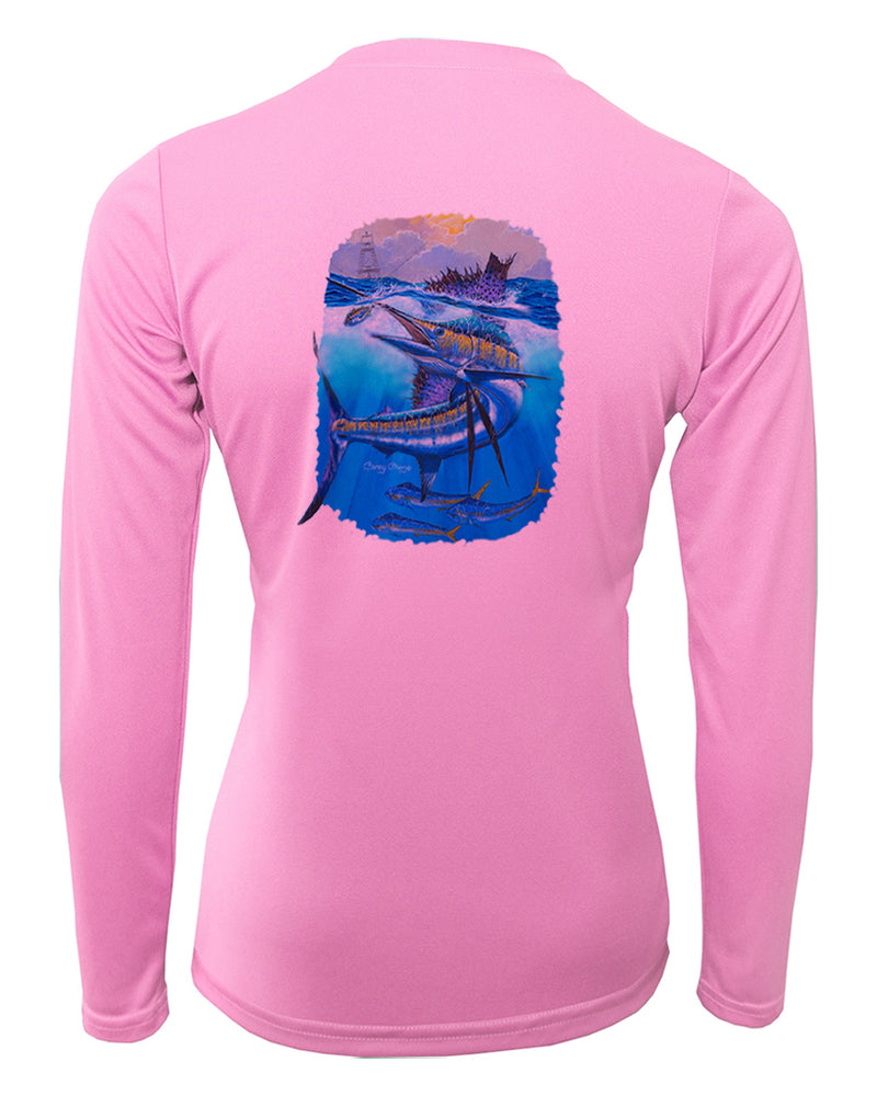 Women's Long Sleeve V-Neck Shirt - Deep Blue Pursuit