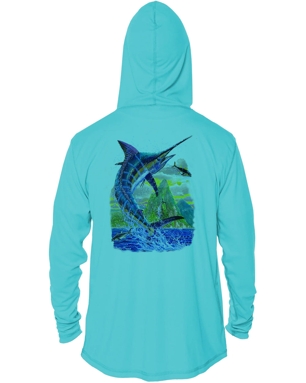 Men's Hooded Marlin Jump Performance Shirt – “Ocean Royalty” by
