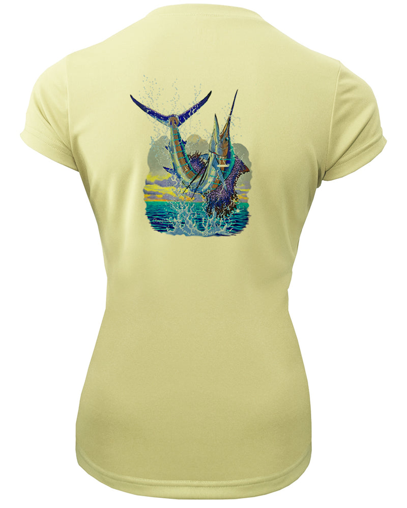 Women's Short Sleeve 'Sailfish Leap' V-Neck Shirt