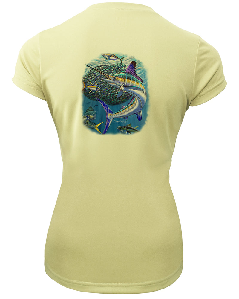 Women's Short Sleeve 'Bait Ball Frenzy' V-Neck Shirt