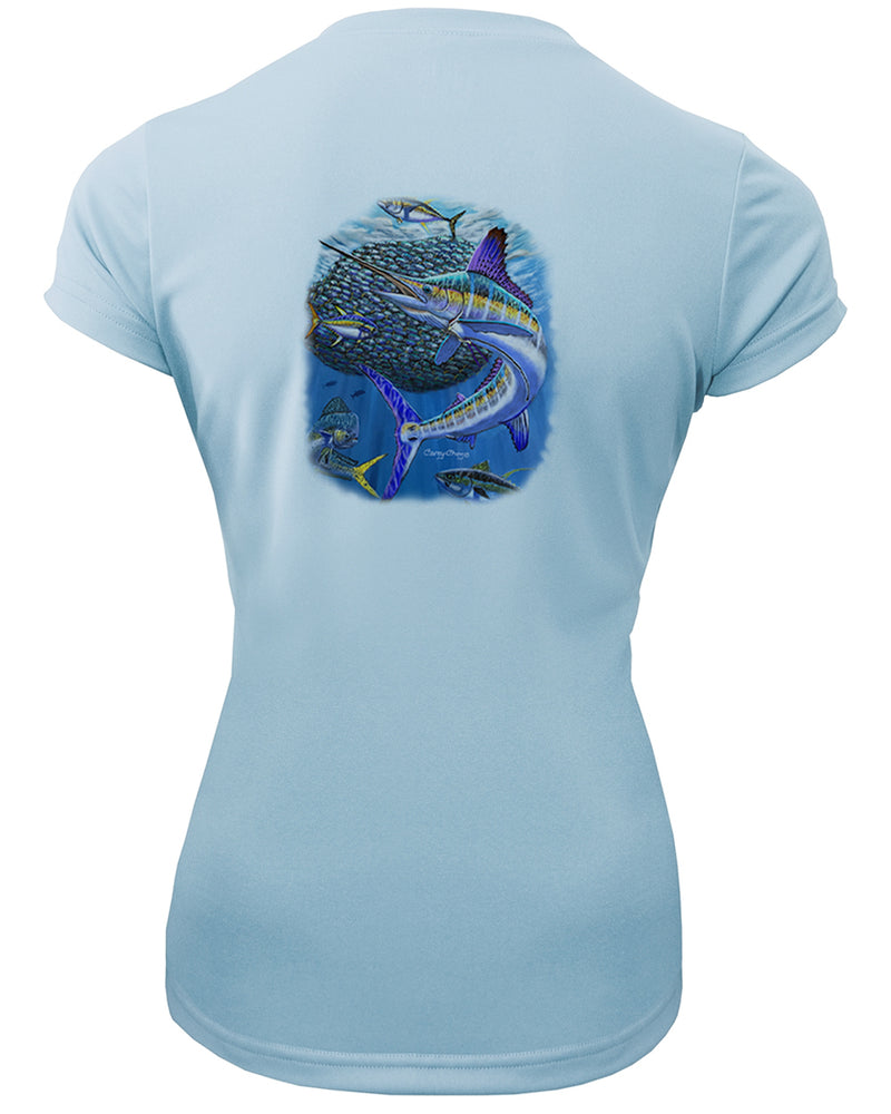 Women's Short Sleeve 'Bait Ball Frenzy' V-Neck Shirt