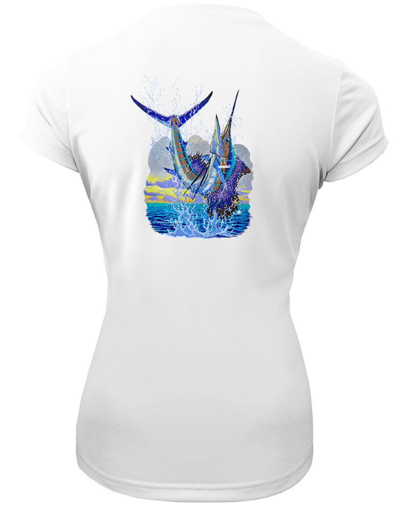Women's Short Sleeve 'Sailfish Leap' V-Neck Shirt