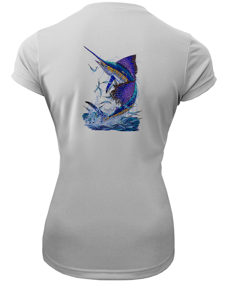 Women's Short Sleeve 'Sailfish Splash' V-Neck Shirt