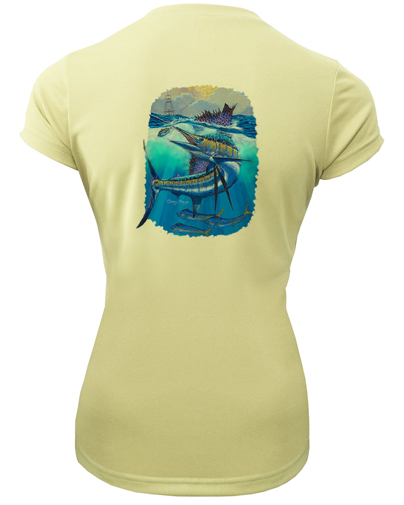 Women's Short Sleeve 'Deep Blue Pursuit' V-Neck Shirt