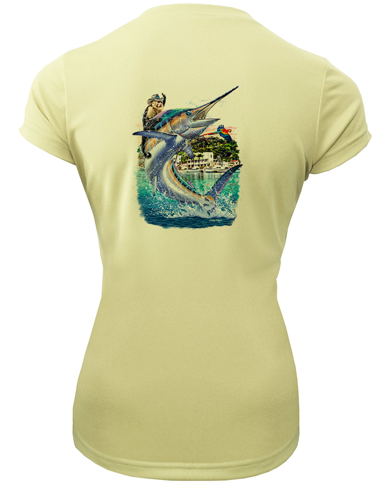 Women's Short Sleeve 'Costa Rica Marlin' V-Neck Shirt
