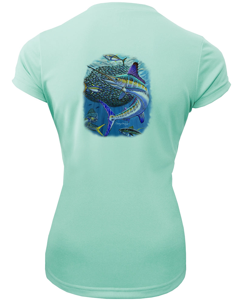 Women's Short Sleeve 'Bait Ball Frenzy' V-Neck Shirt