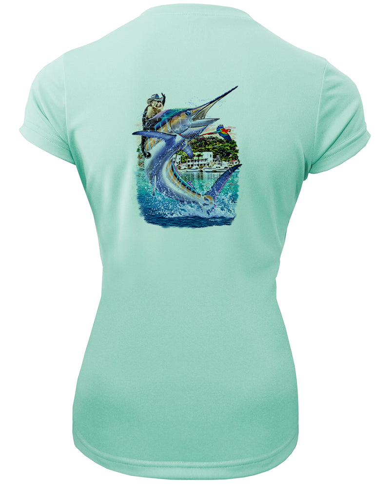Women's Short Sleeve 'Costa Rica Marlin' V-Neck Shirt