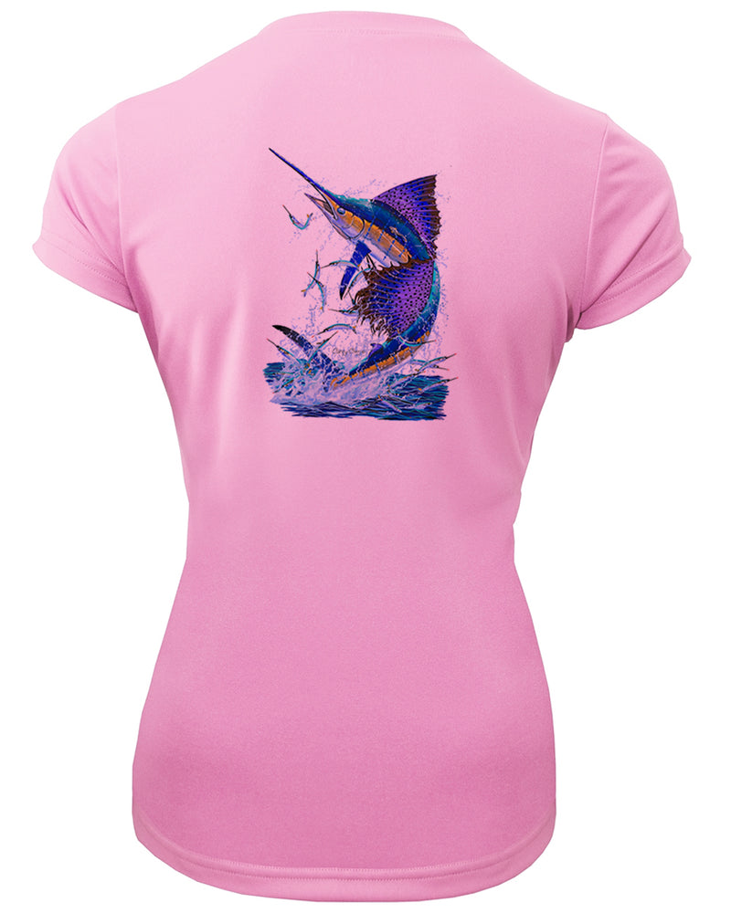 Women's Short Sleeve 'Sailfish Splash' V-Neck Shirt