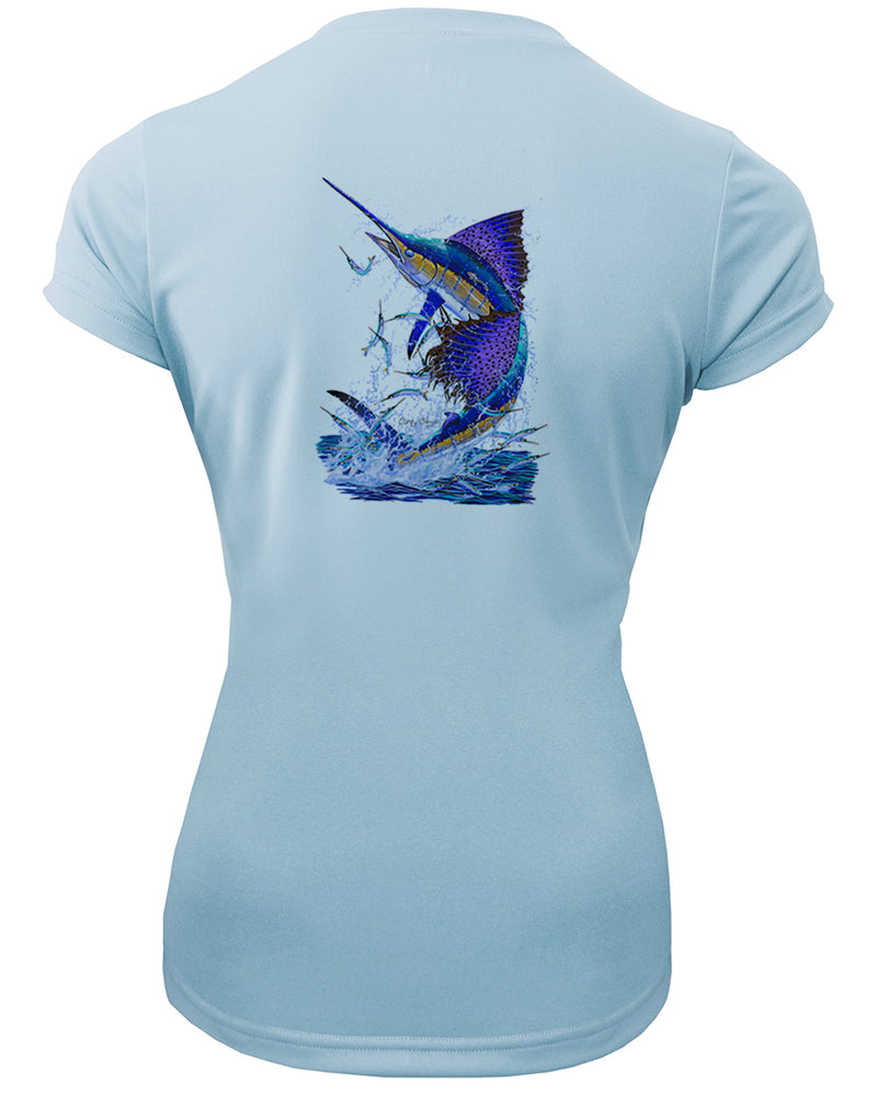 Women's Short Sleeve 'Sailfish Splash' V-Neck Shirt