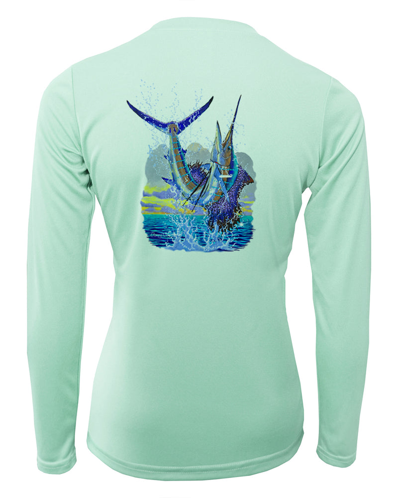Women's Long Sleeve V-Neck Shirt - Sailfish Leap