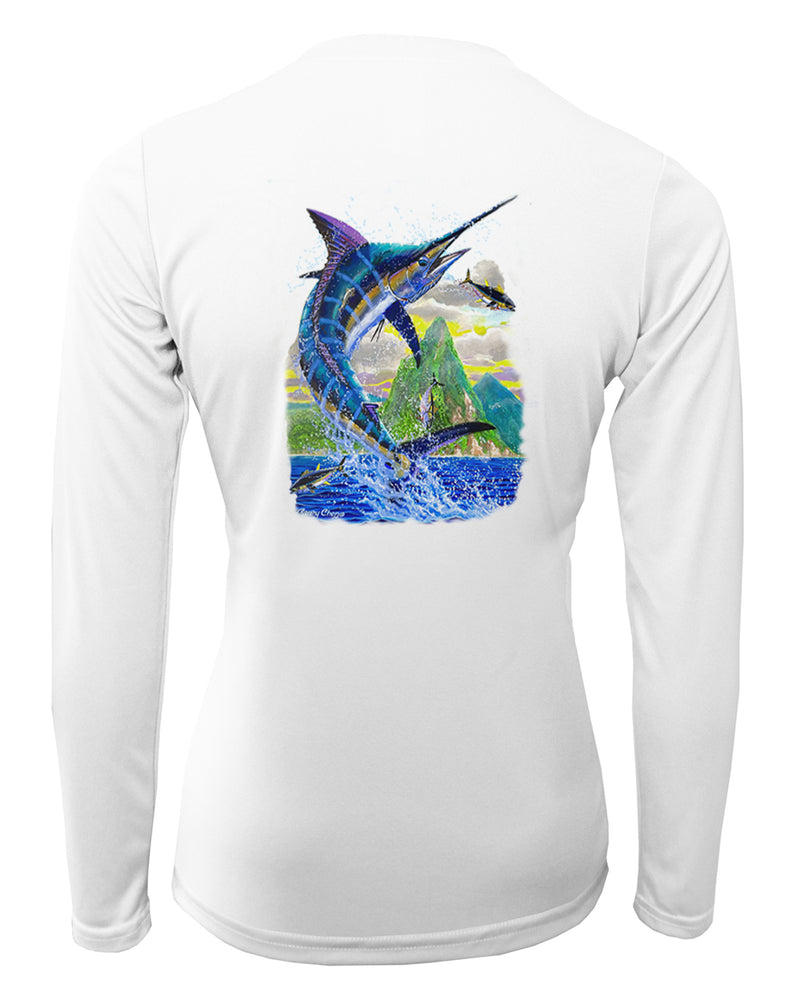Women's Long Sleeve V-Neck Shirt - Ocean Royalty