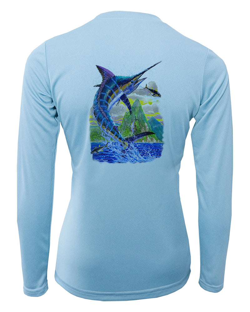 Women's Long Sleeve V-Neck Shirt - Ocean Royalty