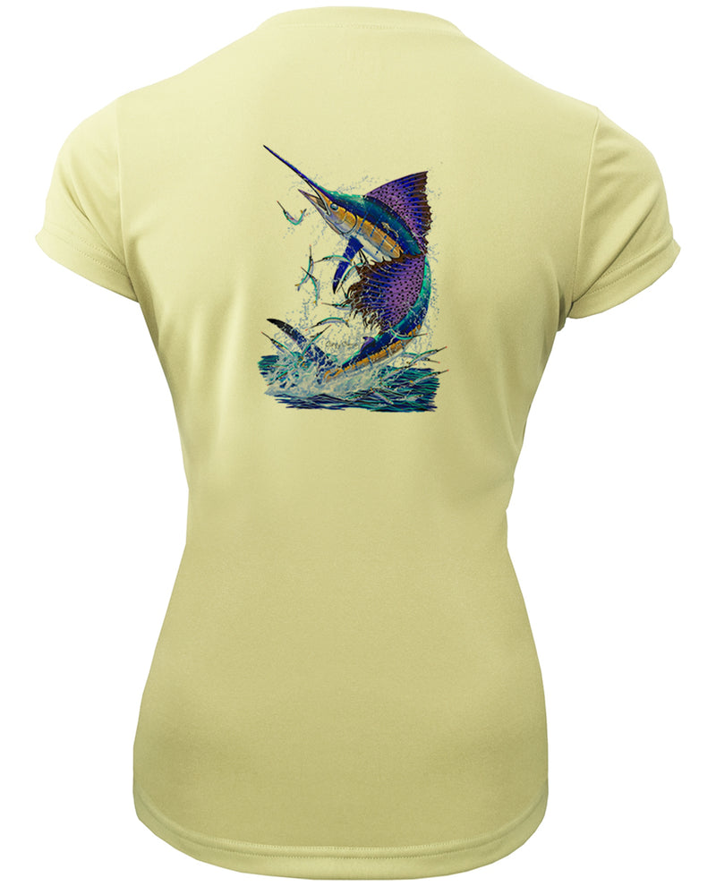 Women's Short Sleeve 'Sailfish Splash' V-Neck Shirt