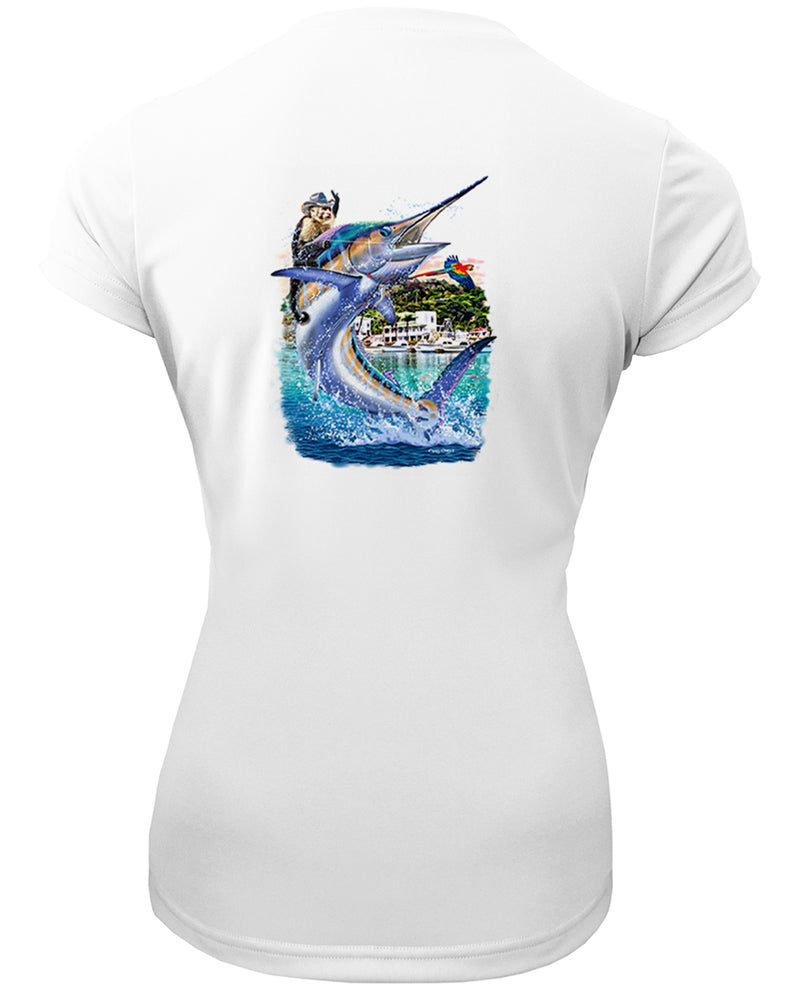 Women's Short Sleeve 'Costa Rica Marlin' V-Neck Shirt