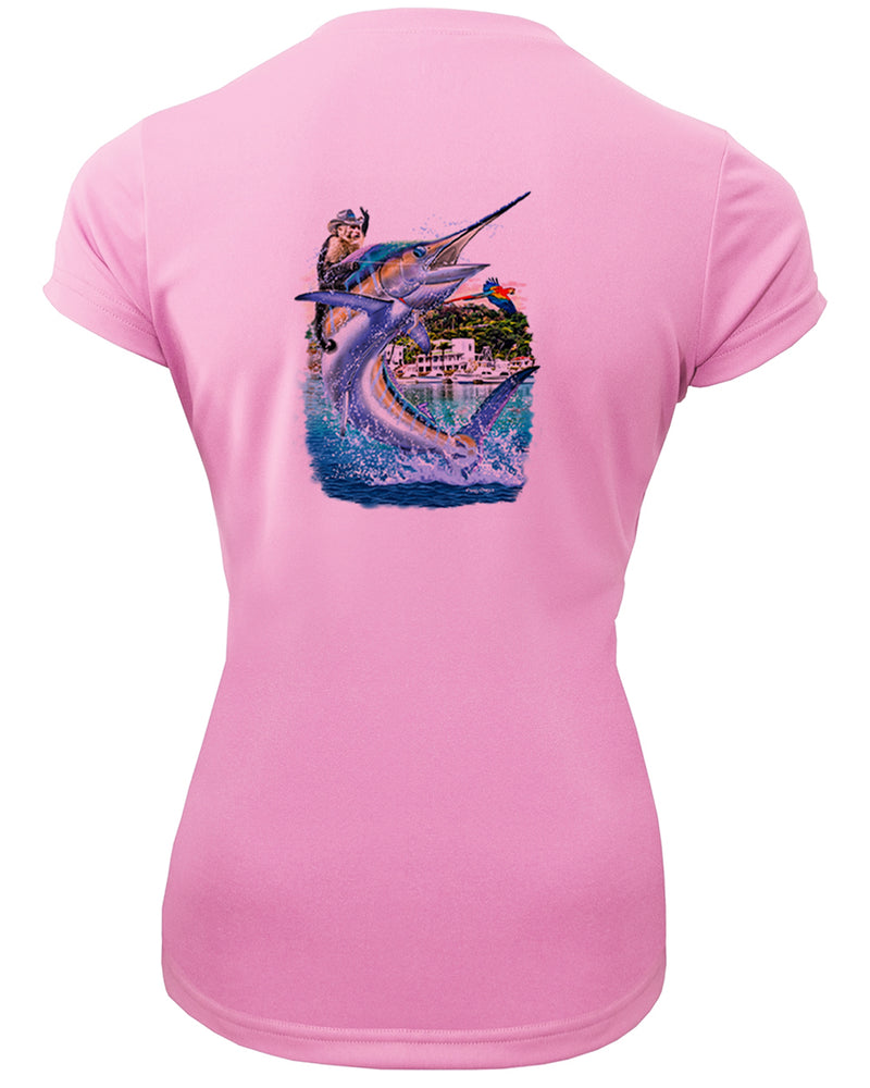 Women's Short Sleeve 'Costa Rica Marlin' V-Neck Shirt