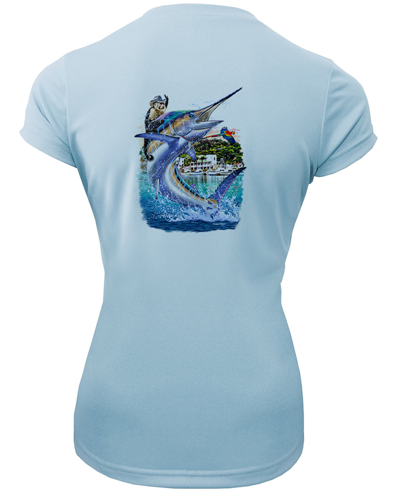 Women's Short Sleeve 'Costa Rica Marlin' V-Neck Shirt