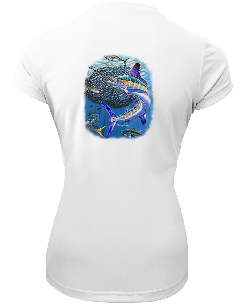 Women's Short Sleeve 'Bait Ball Frenzy' V-Neck Shirt