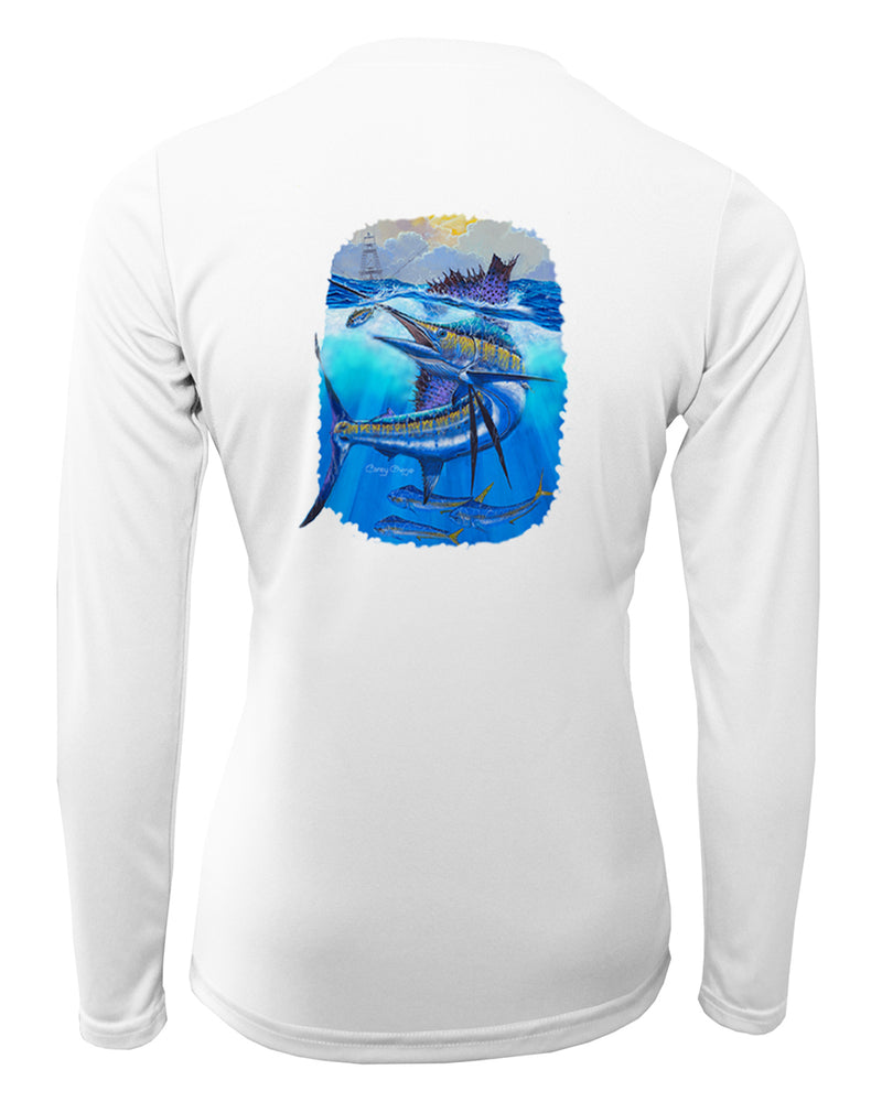 Women's Long Sleeve V-Neck Shirt - Deep Blue Pursuit