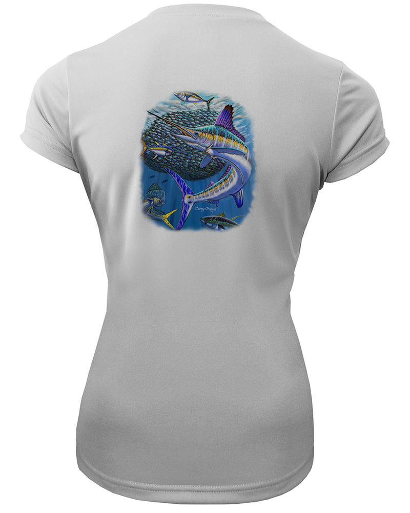 Women's Short Sleeve 'Bait Ball Frenzy' V-Neck Shirt
