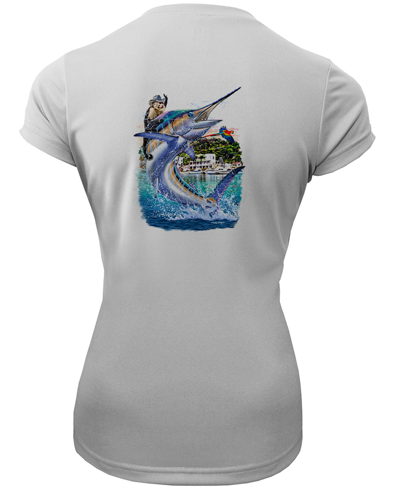 Women's Short Sleeve 'Costa Rica Marlin' V-Neck Shirt