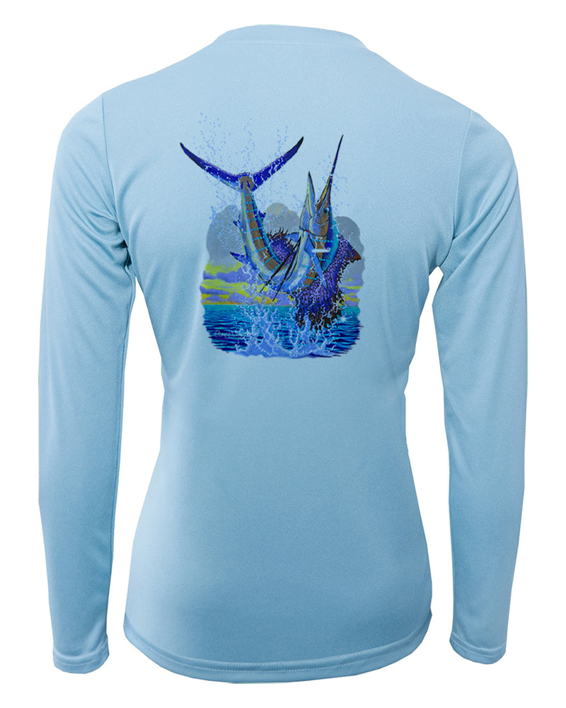Women's Long Sleeve V-Neck Shirt - Sailfish Leap