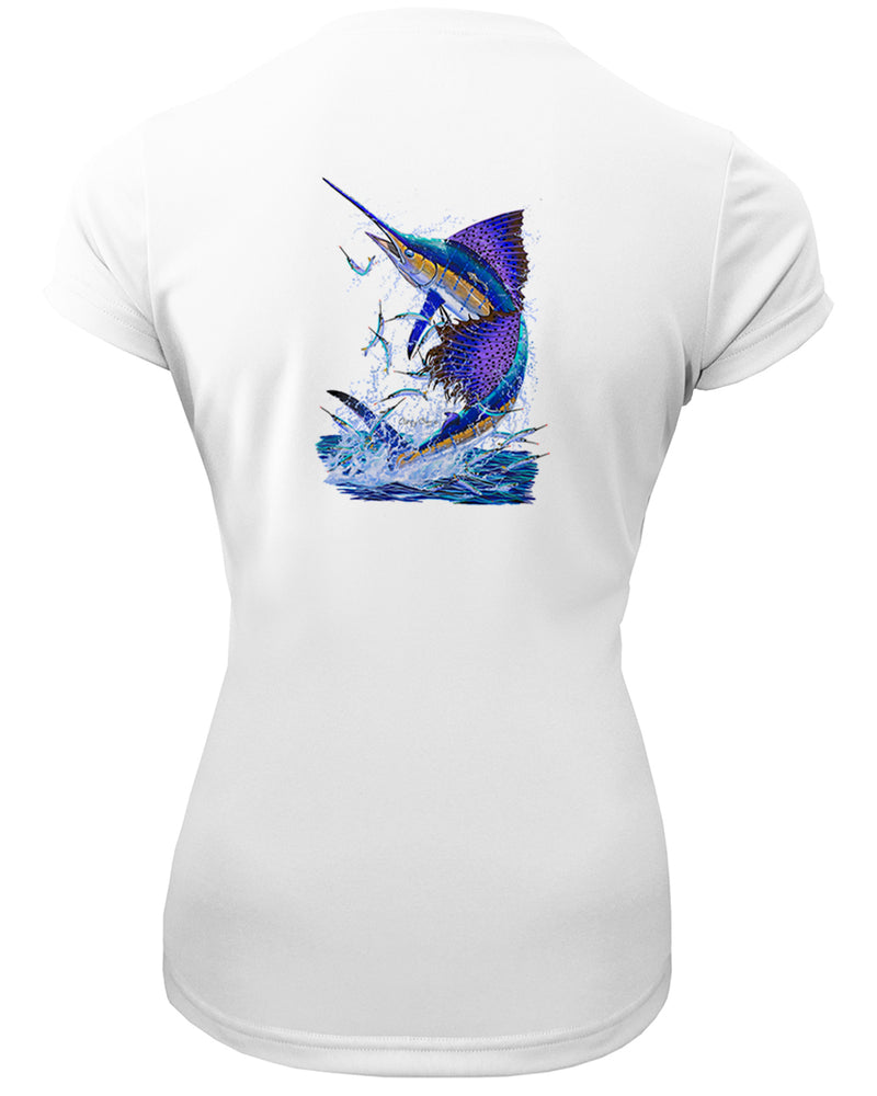 Women's Short Sleeve 'Sailfish Splash' V-Neck Shirt