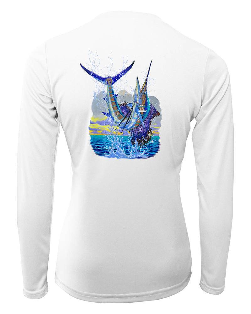 Women's Long Sleeve V-Neck Shirt - Sailfish Leap