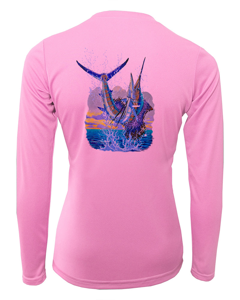 Women's Long Sleeve V-Neck Shirt - Sailfish Leap