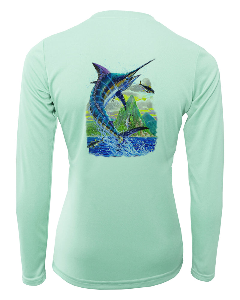 Women's Long Sleeve V-Neck Shirt - Ocean Royalty